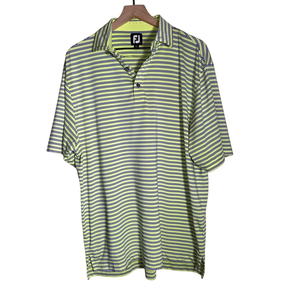 FOOTJOY men’s striped moisture wicking athletic performance golf polo L